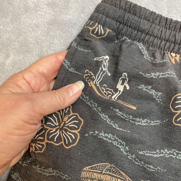 Rhythm Board Shorts Mens 34 Gray Surfer Beach Floral Tropical Drawstring Pull On - Picture 5 of 8